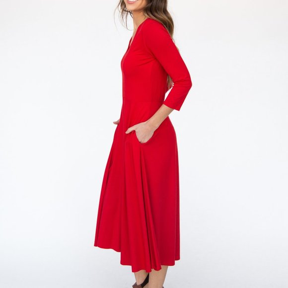 Agnes & Dora Essential Midi Dress Red NWT XXS XL Last one! - Picture 1 of 1
